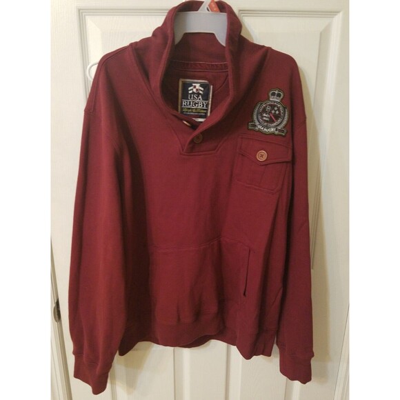 Mens USA Rugby Maroon Pullover Sweater Size XL - Picture 2 of 9